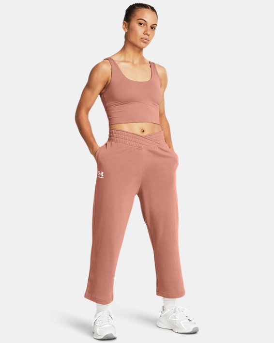 Women's UA Rival Terry Wide Leg Crop Pants in Pink image number 2